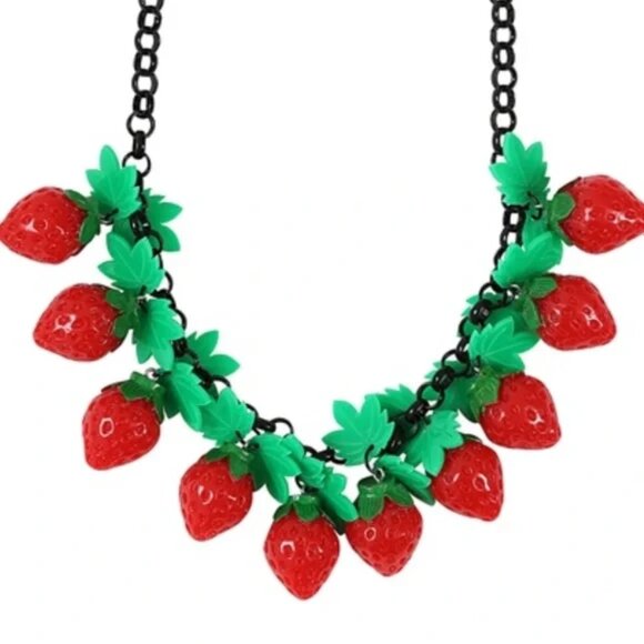 Collectif Mini Strawberries Necklace - Picture 2 of 5